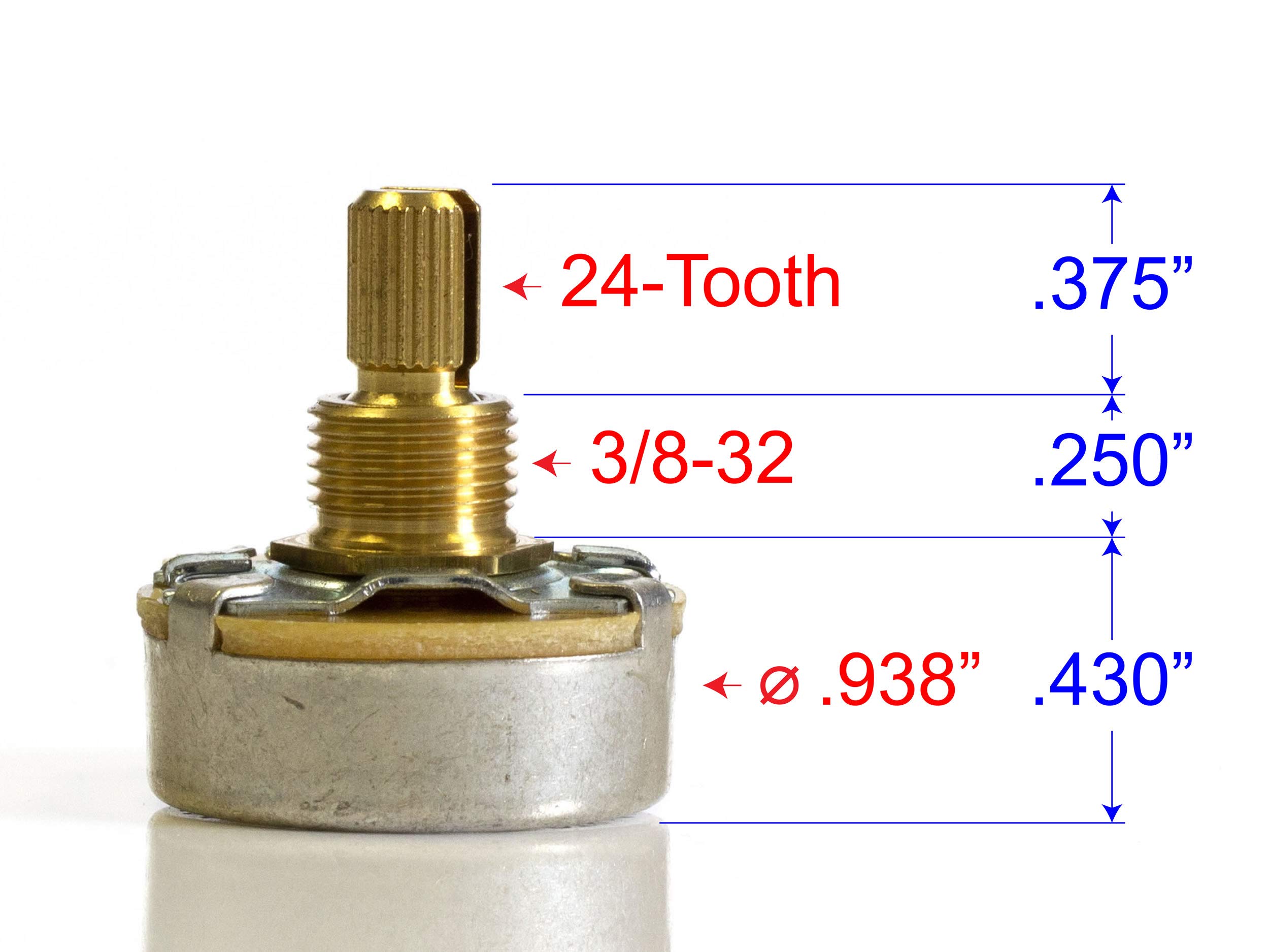 CTS Pot, 500k Audio, Split Shaft (10 Pack)