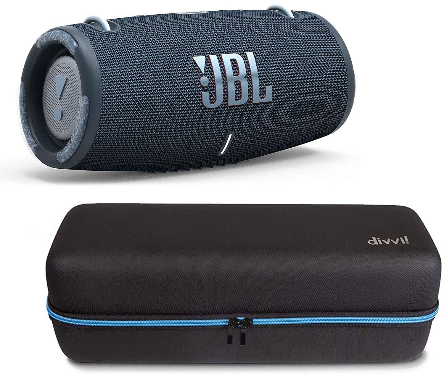 JBL Xtreme 3 Portable Waterproof/Dustproof Bluetooth Speaker Bundle with divvi! Protective Hardshell Case - Blue