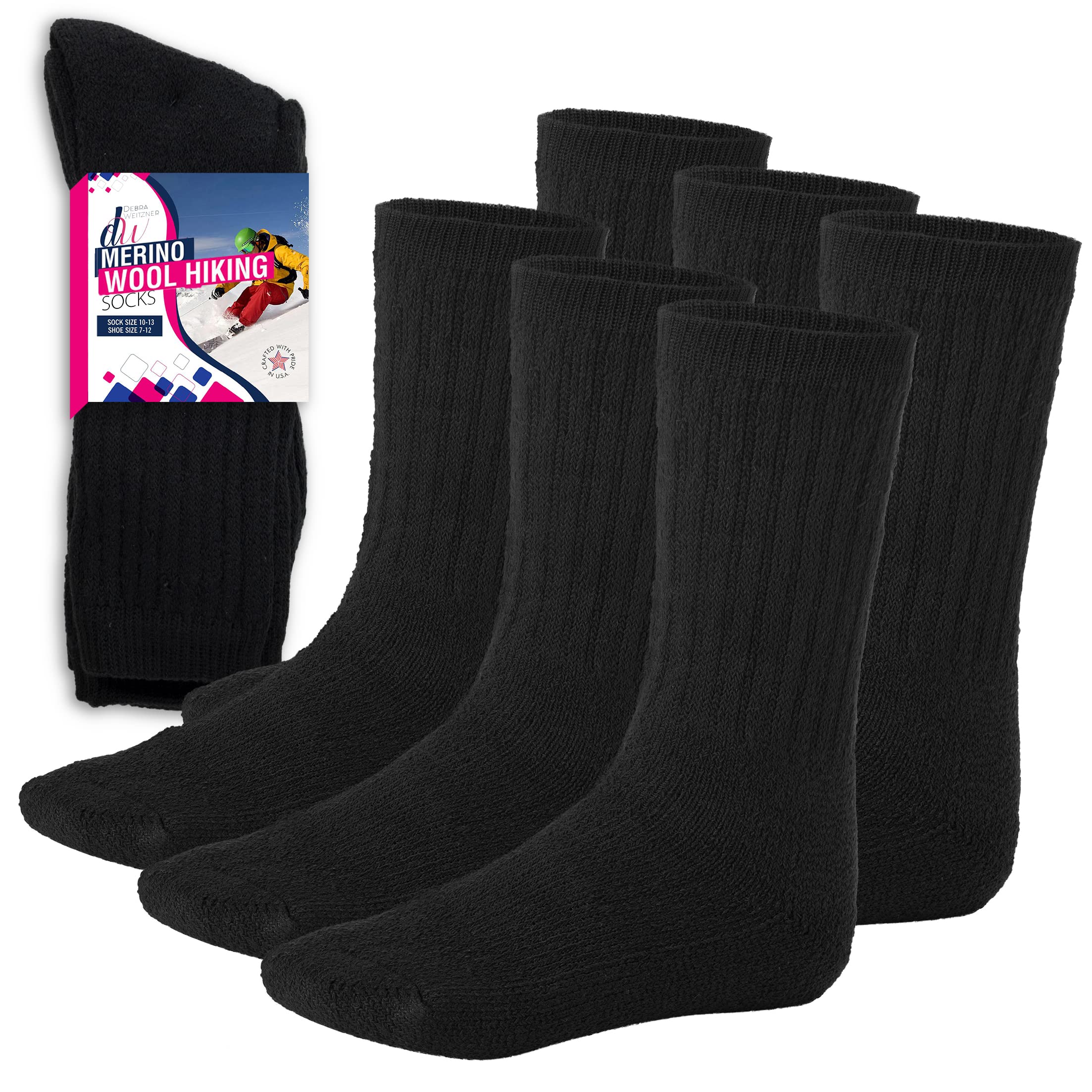 Debra Weitzner Thermal Socks Merino Wool For Men and Women - Extra-Warm Winter Cold Weather Boot Socks (3 Pairs)