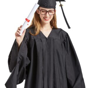 GRADWYSE Graduation Master Cap and Gown with 2024 Year Charm Master Regalia Unisex Matte Black (45 (Fit 5'0"~5'2"), Black)