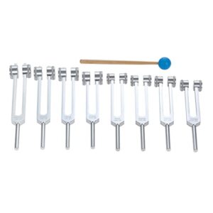 Chakra Tuning Fork Set for Healing, 7 Chakra and 1 Soul Purpose Weighted Tuning Forks for DNA Healing, Sound Therapy, Yoga, Meditation (126.22 Hz, 136.1 Hz, 141.27 Hz, 172.06 Hz etc)