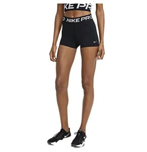 nike women's pro 365 3in shorts, black/white, large