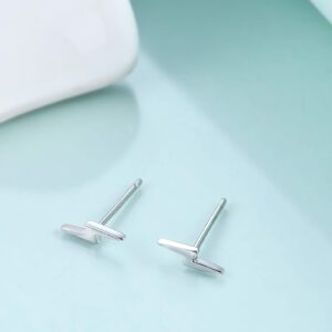 925 Sterling Silver Lightning Bolt Stud Earrings, Minimalist Small Stud Earrings for Women (Lightning - Silver)