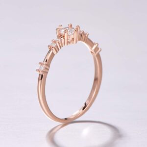 Empsoul 925 Rose Gold Plated Rings Round Cut White Topaz Eternity Wedding Engagement Rings for Women Size 8