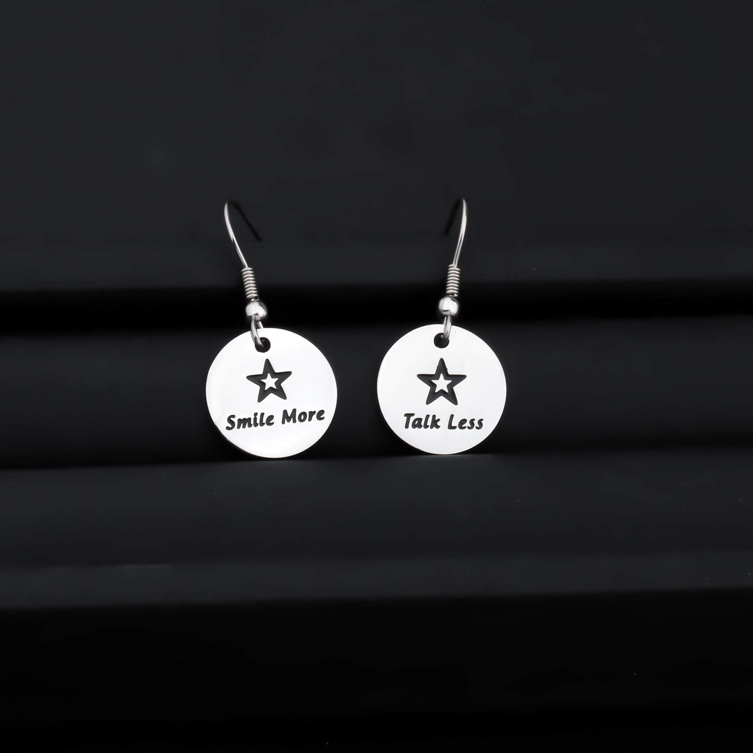 ENSIANTH Hamilton Broadway Musical Inspired Gift Talk Less Smile More Earring Theater Jewelry Gift for Her (Talk Less Earrings)