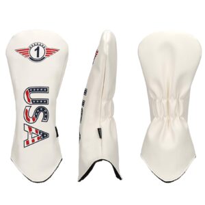 Golf Head Covers (3PCS) Driver Fairway #3#5 PU Leather White for Men Women