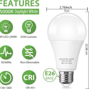 Prosperbiz 150-200W Equivalent 23W LED Bulb, A21 LED Super Bright Light Bulb, 2500 Lumens, Daylight White 5000K for Home, Office, Store, Garage, Warehouse, Garden, Commercial Lighting