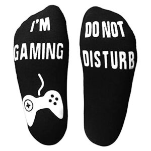 ClosJery Funny Socks For Men Women I'M GAMMING DO NOT DISTURB Black Boys Xmas Fun Socks