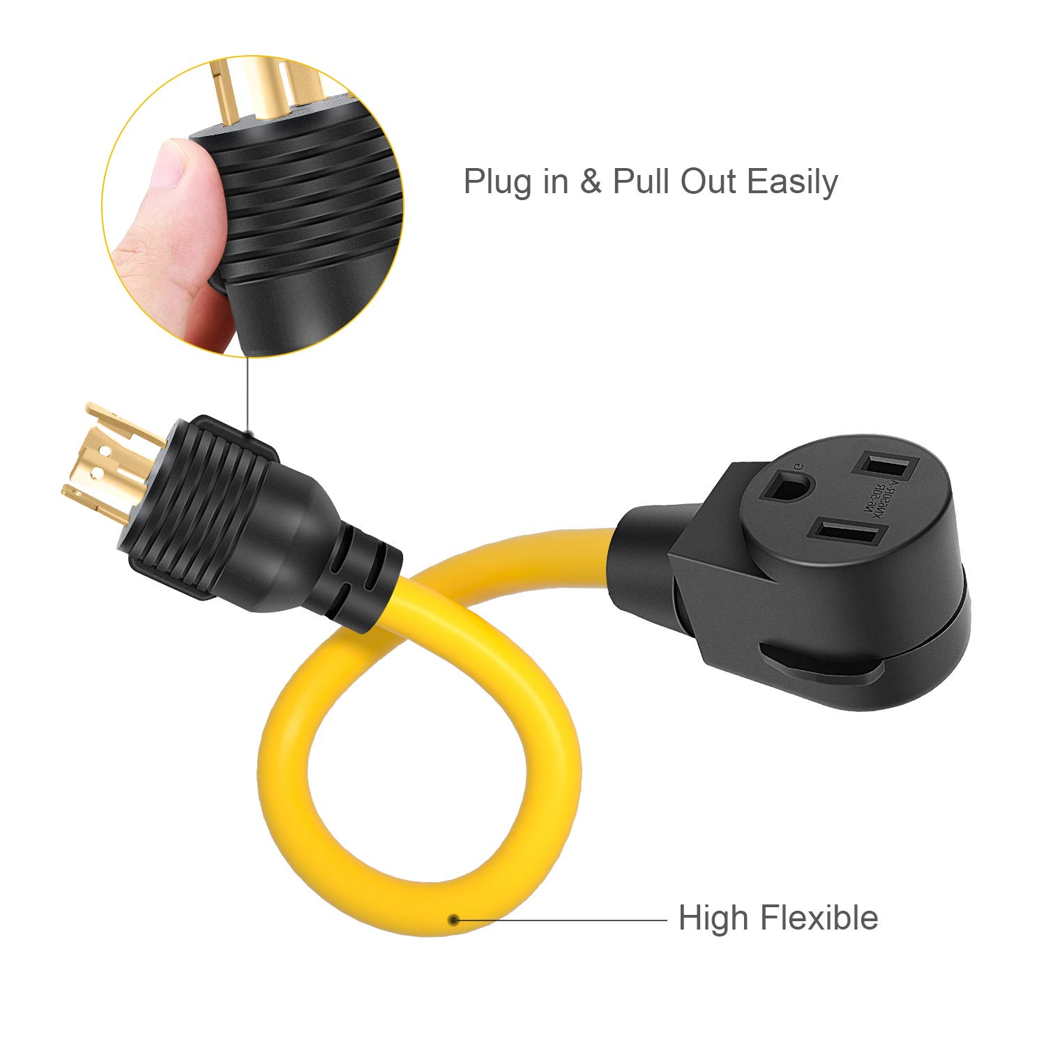 Rophor Welder Adapter Plug Cord, L14-30P Twist-Lock Male to 6-50R Female, 4 Prong to 3 Prong Generator to Welder Adapter Power Cord, 1.5FT