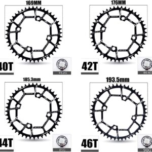 YBEKI 30T 32T 34T 36T 38T 40T 42T 44T 46T 48T 50T 52T Chainring 104BCD Round Oval Narrow Wide Single Bike Chainring for 8 9 10 11 Speed Mountain Bike Road Bike MTB BMX (black round, 34T)