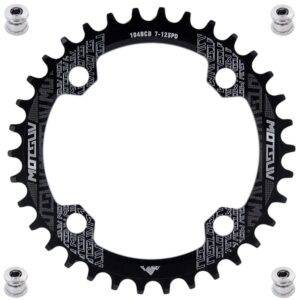 ybeki 30t 32t 34t 36t 38t 40t 42t 44t 46t 48t 50t 52t chainring 104bcd round oval narrow wide single bike chainring for 8 9 10 11 speed mountain bike road bike mtb bmx (black round, 34t)