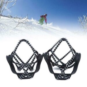 shlutesoy Ice Traction Cleats,Shoes Crampons,2Pcs Anti-Slip Spikes Cleat Crampons Shoe Cover Ice Snow Hiking Climbing Gripper Black