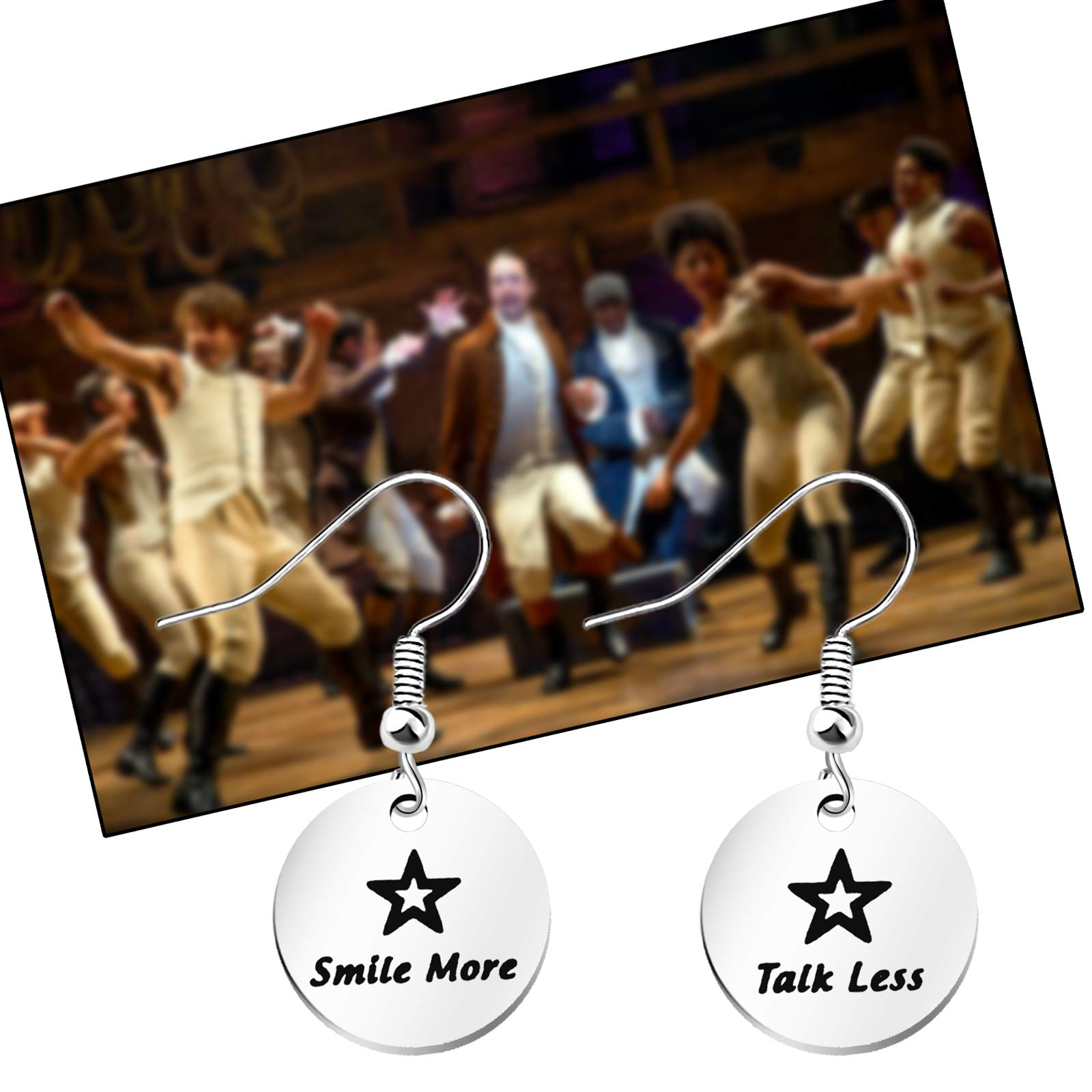 ENSIANTH Hamilton Broadway Musical Inspired Gift Talk Less Smile More Earring Theater Jewelry Gift for Her (Talk Less Earrings)