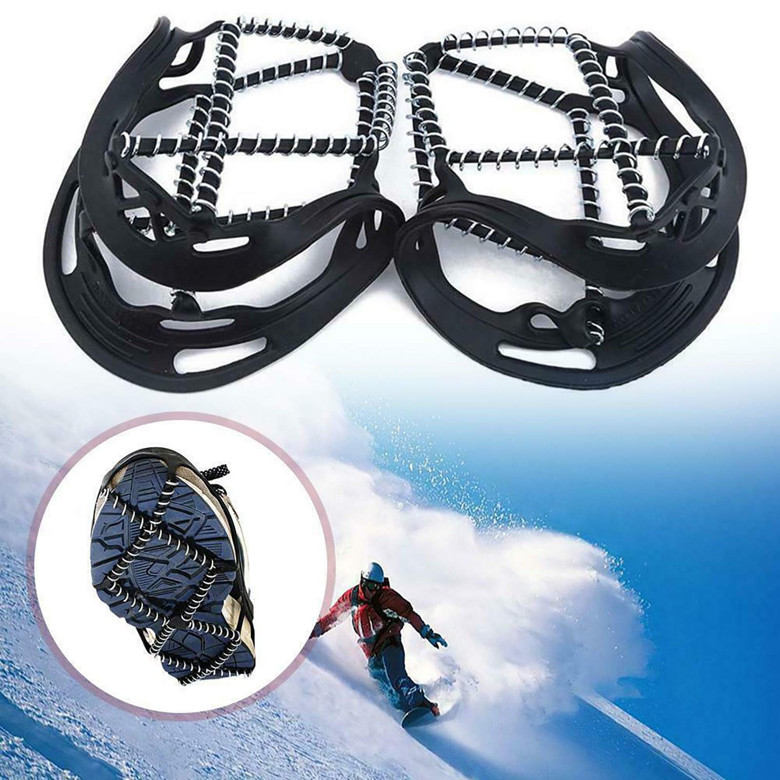 shlutesoy Ice Traction Cleats,Shoes Crampons,2Pcs Anti-Slip Spikes Cleat Crampons Shoe Cover Ice Snow Hiking Climbing Gripper Black