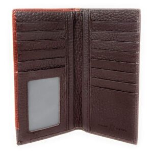 Western Premium Genuine Leather Tooled Men's Long Bifold Wallet premium cowboy wallets in 2 colors (Brown Praying cowboy)