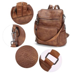 CLUCI Backpack Purse for Women Fashion Leather Travel Large Ladies Shoulder Bags with Tassel Two-toned Brown Women Wallet Large Nubuck Leather Designer Zip Around Card Brown