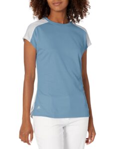 adidas women's standard colorblock primeblue heat.rdy polo shirt, ambient sky, large