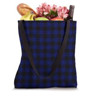 Navy Blue and Black Buffalo Check Plaid Pattern Tote Bag