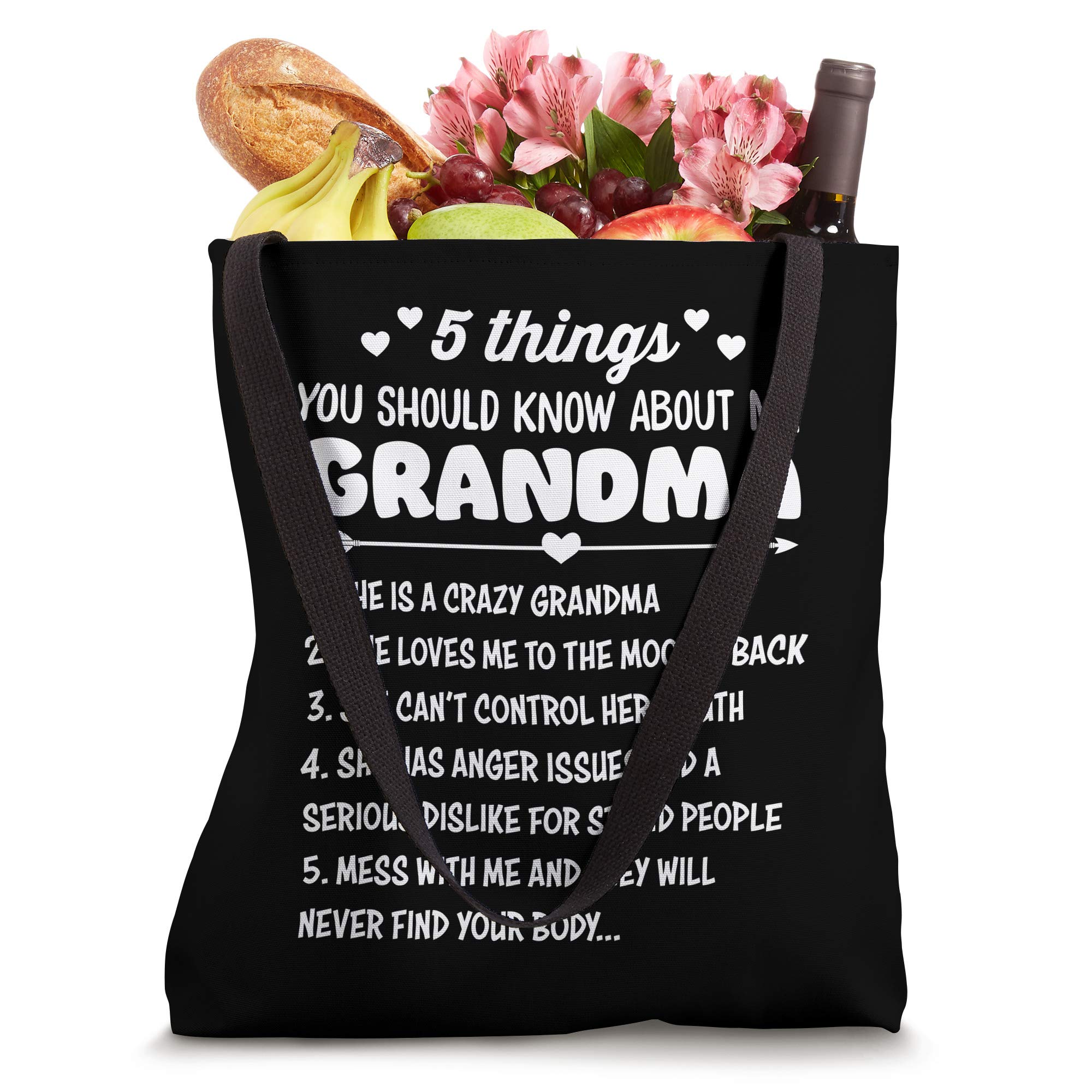 5 Things You Should Know About My Grandma | Funny Grandma Tote Bag