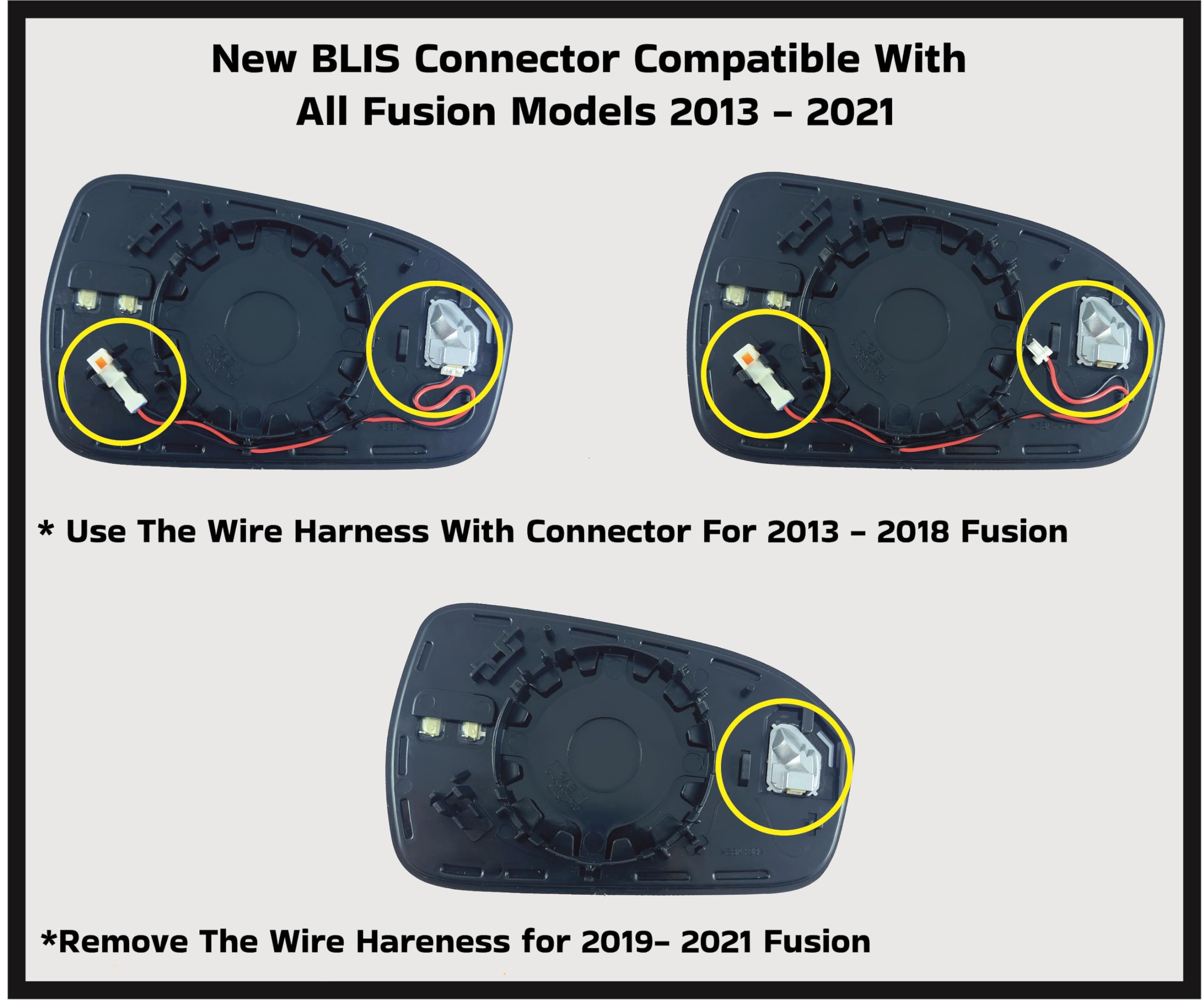 EAP Passenger Side Mirror Glass Replacement Compatible with Ford Fusion 2013-2021, Heated with Blind Spot Detection BLIS, DS7Z-17K707-C, DS7Z17K707C, KS7Z-17K707-A, KS7Z17K707A