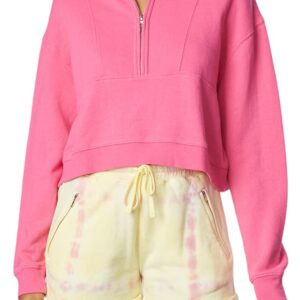 Bandier x Sincerely Jules_The Holly Half Zip Sweatshirt Bright Rose-XL