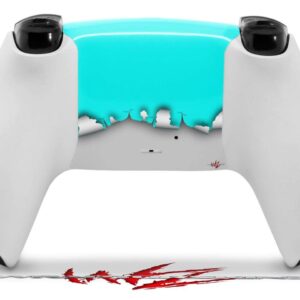 WraptorSkinz Skin Wrap compatible with Sony PS5 DualSense Controller Ripped Colors Neon Teal Gray (CONTROLLER NOT INCLUDED)