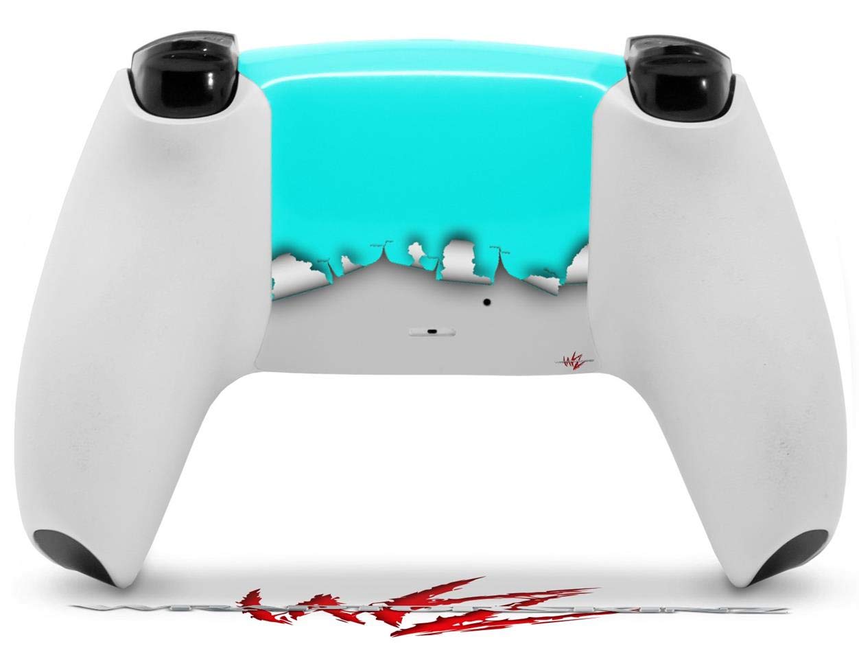 WraptorSkinz Skin Wrap compatible with Sony PS5 DualSense Controller Ripped Colors Neon Teal Gray (CONTROLLER NOT INCLUDED)