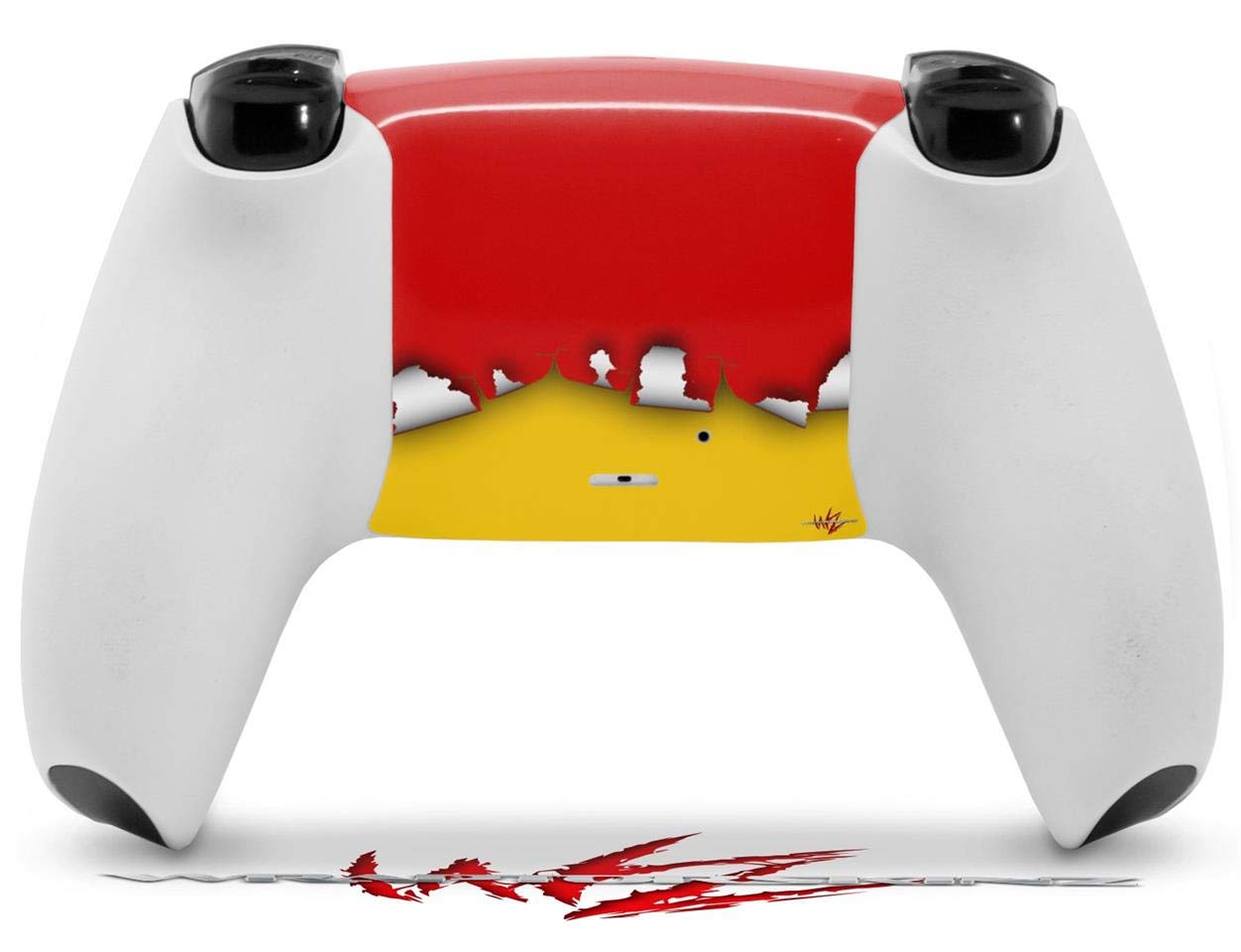 WraptorSkinz Skin Wrap compatible with Sony PS5 DualSense Controller Ripped Colors Red Yellow (CONTROLLER NOT INCLUDED)