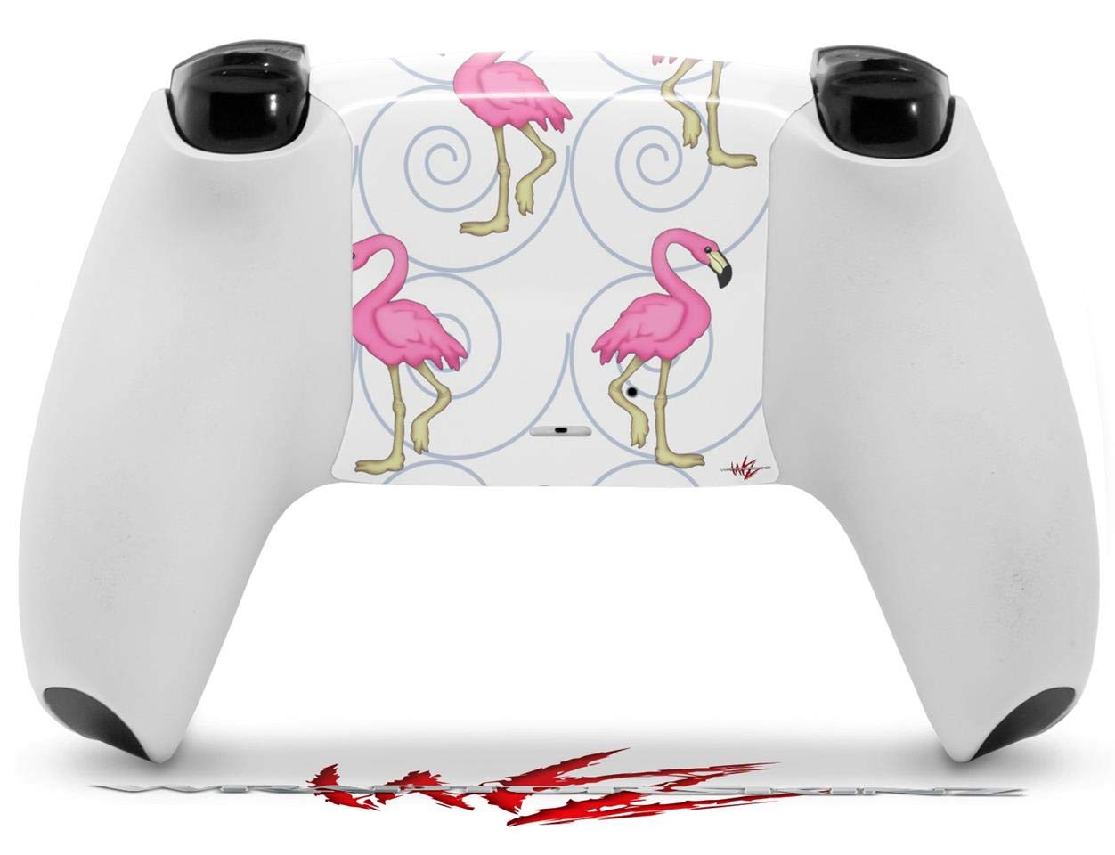 WraptorSkinz Skin Wrap compatible with Sony PS5 DualSense Controller Flamingos on White (CONTROLLER NOT INCLUDED)