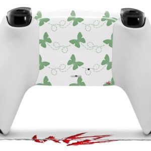 WraptorSkinz Skin Wrap compatible with Sony PS5 DualSense Controller Pastel Butterflies Green on White (CONTROLLER NOT INCLUDED)