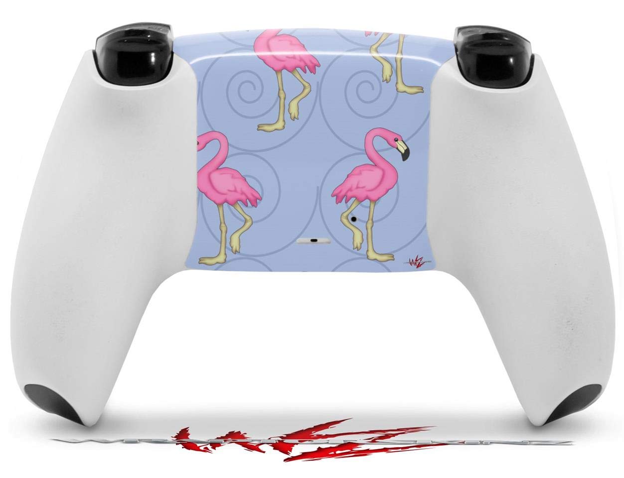 WraptorSkinz Skin Wrap compatible with Sony PS5 DualSense Controller Flamingos on Blue (CONTROLLER NOT INCLUDED)