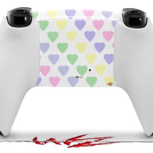 WraptorSkinz Skin Wrap compatible with Sony PS5 DualSense Controller Pastel Hearts on White (CONTROLLER NOT INCLUDED)