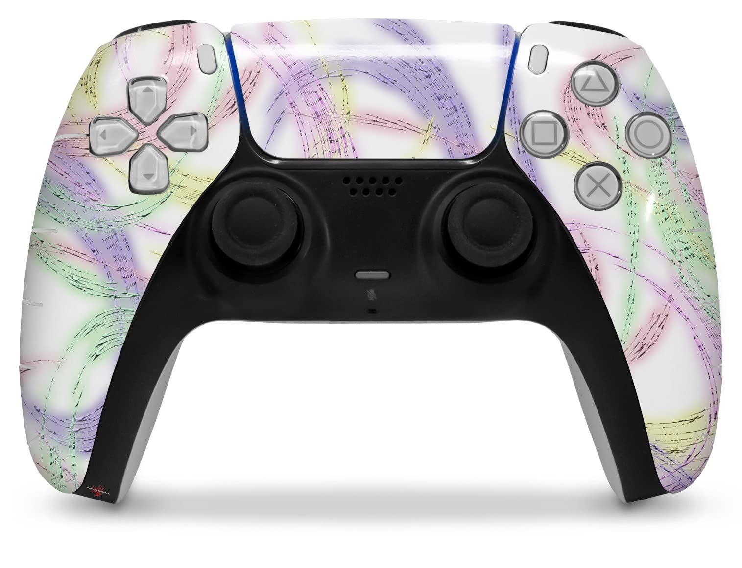 WraptorSkinz Skin Wrap compatible with Sony PS5 DualSense Controller Neon Swoosh on White (CONTROLLER NOT INCLUDED)