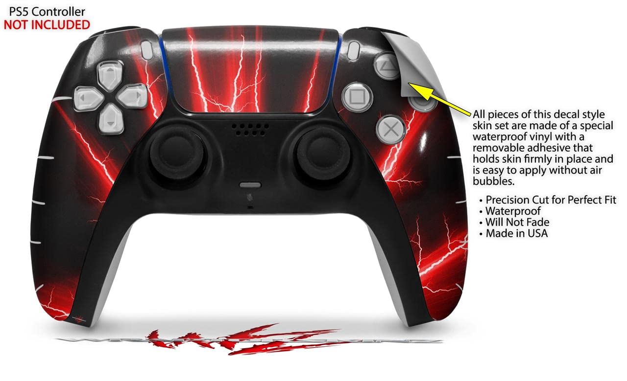 WraptorSkinz Skin Wrap compatible with Sony PS5 DualSense Controller Lightning Red (CONTROLLER NOT INCLUDED)