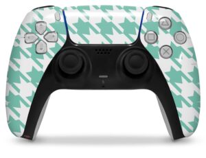 wraptorskinz skin wrap compatible with sony ps5 dualsense controller houndstooth seafoam green (controller not included)