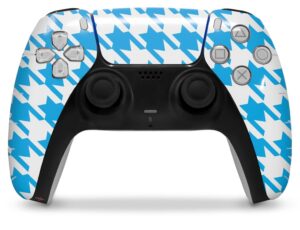 wraptorskinz skin wrap compatible with sony ps5 dualsense controller houndstooth blue neon (controller not included)