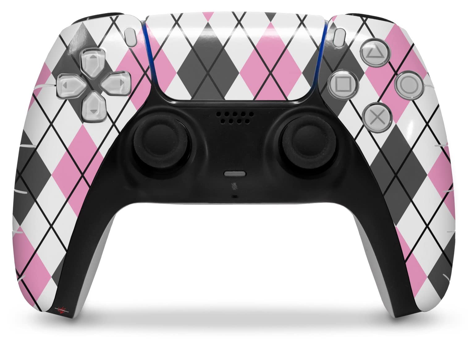 WraptorSkinz Skin Wrap compatible with Sony PS5 DualSense Controller Argyle Pink and Gray (CONTROLLER NOT INCLUDED)