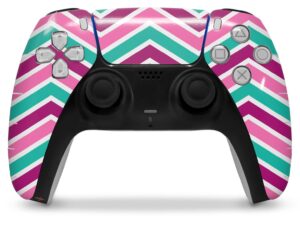 wraptorskinz skin wrap compatible with sony ps5 dualsense controller zig zag teal pink purple (controller not included)