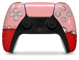 wraptorskinz skin wrap compatible with sony ps5 dualsense controller ripped colors pink red (controller not included)