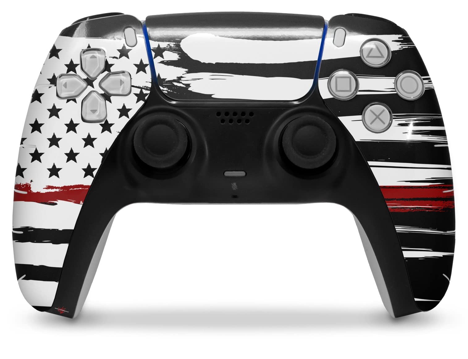 WraptorSkinz Skin Wrap compatible with Sony PS5 DualSense Controller Brushed USA American Flag Red Line (CONTROLLER NOT INCLUDED)