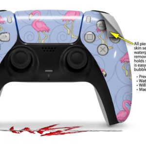 WraptorSkinz Skin Wrap compatible with Sony PS5 DualSense Controller Flamingos on Blue (CONTROLLER NOT INCLUDED)