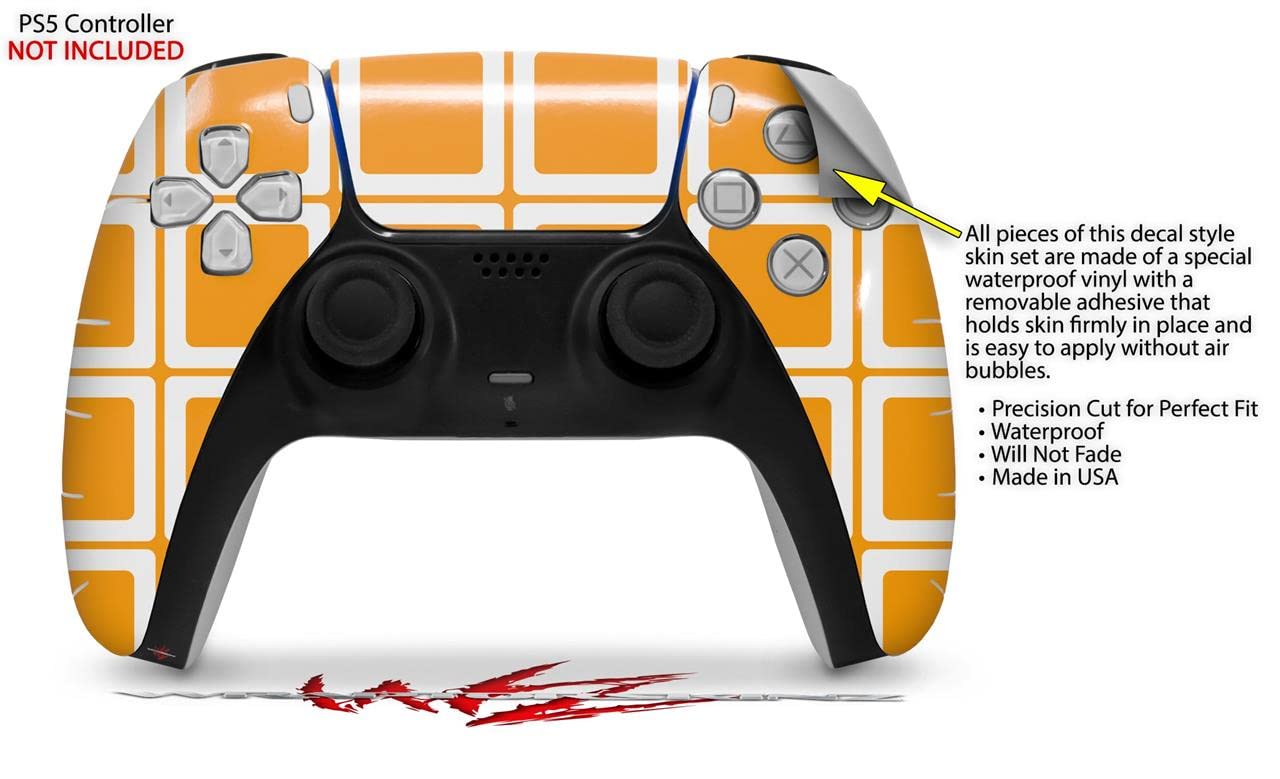 WraptorSkinz Skin Wrap compatible with Sony PS5 DualSense Controller Squared Orange (CONTROLLER NOT INCLUDED)