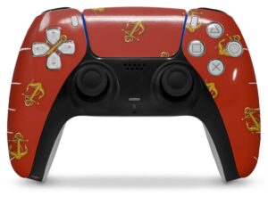 wraptorskinz skin wrap compatible with sony ps5 dualsense controller anchors away red dark (controller not included)