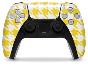 wraptorskinz skin wrap compatible with sony ps5 dualsense controller houndstooth yellow (controller not included)