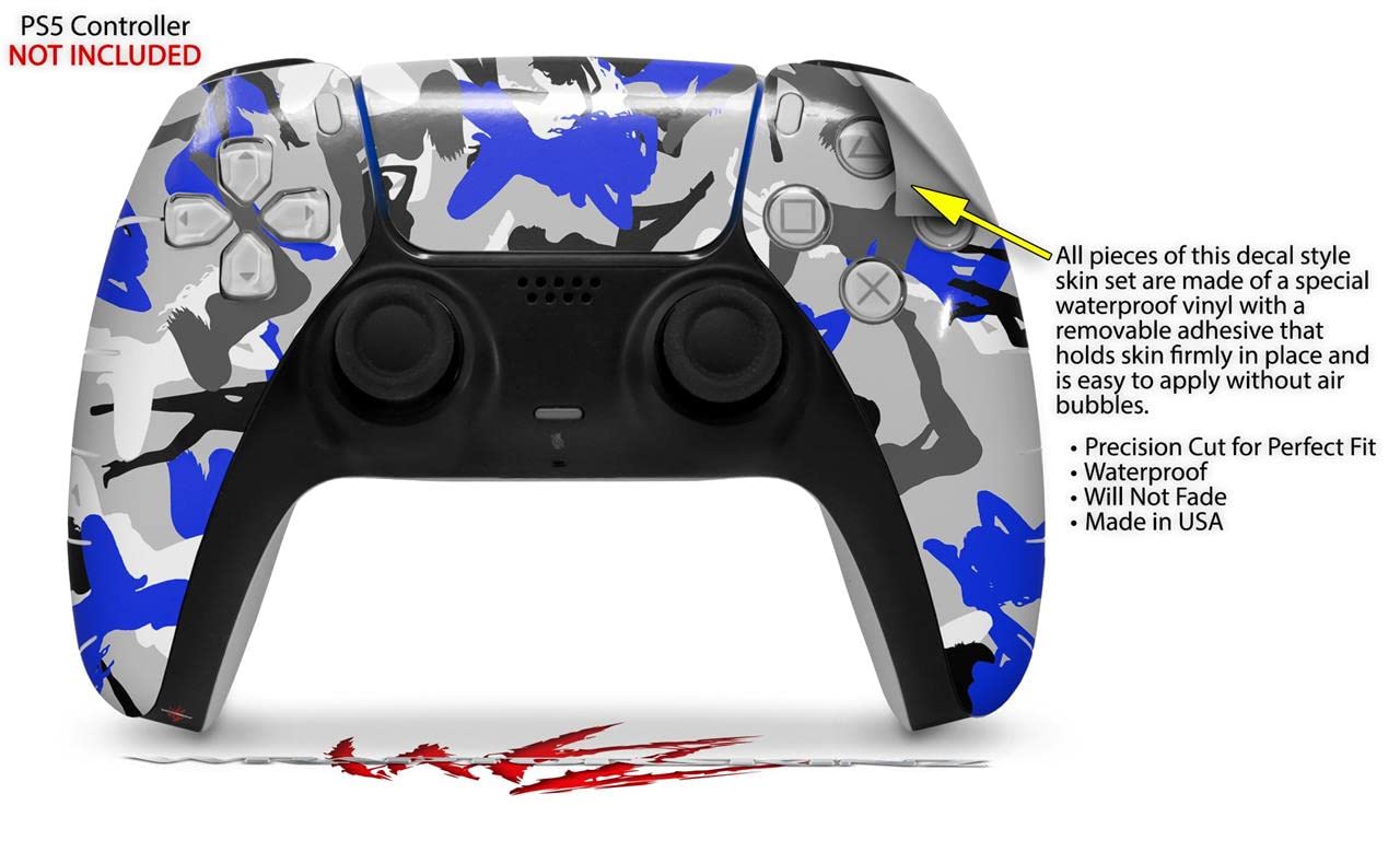 WraptorSkinz Skin Wrap compatible with Sony PS5 DualSense Controller Sexy Girl Silhouette Camo Blue (CONTROLLER NOT INCLUDED)