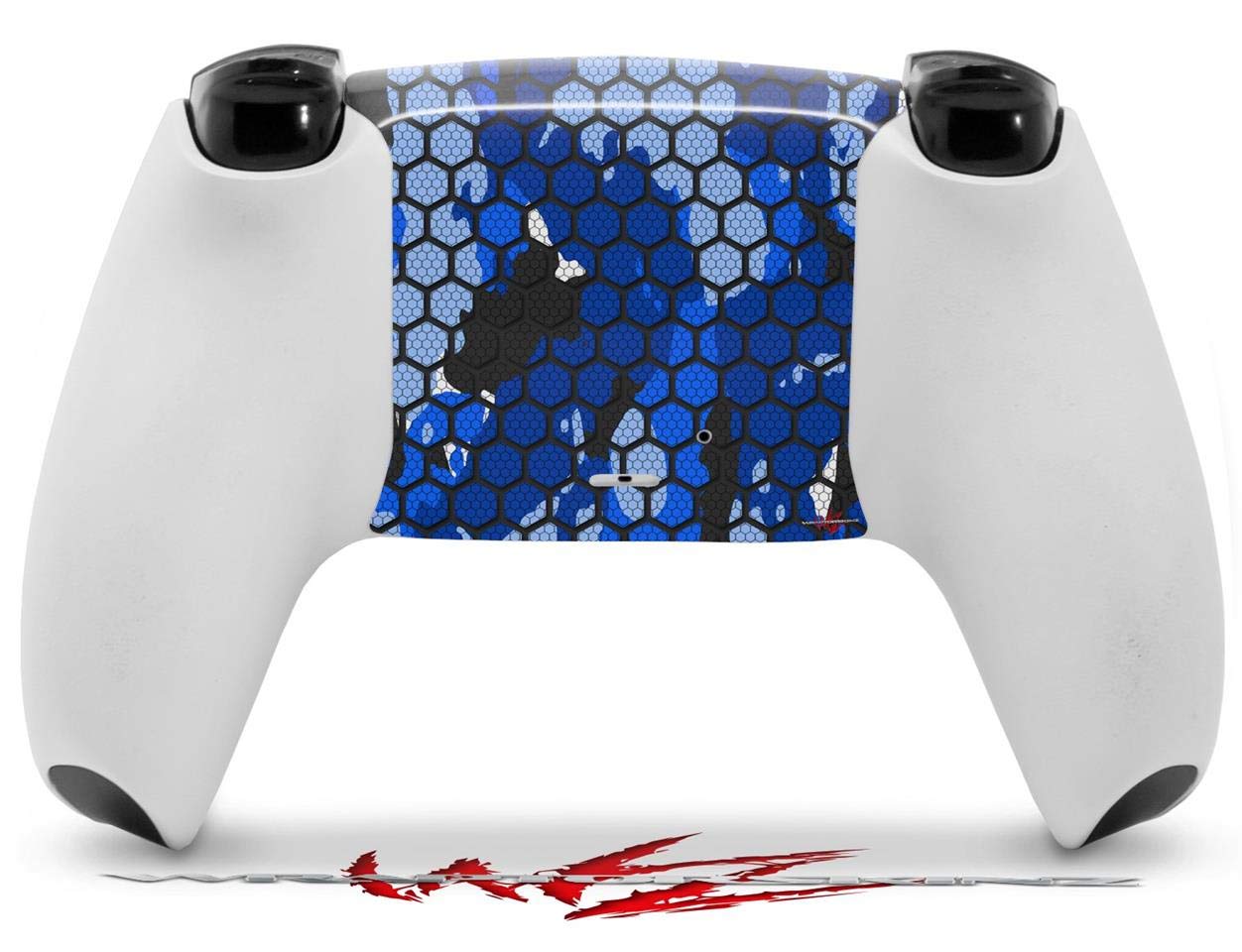 WraptorSkinz Skin Wrap Compatible with Sony PS5 DualSense Controller HEX Mesh Camo 01 Blue Bright (Controller NOT Included)