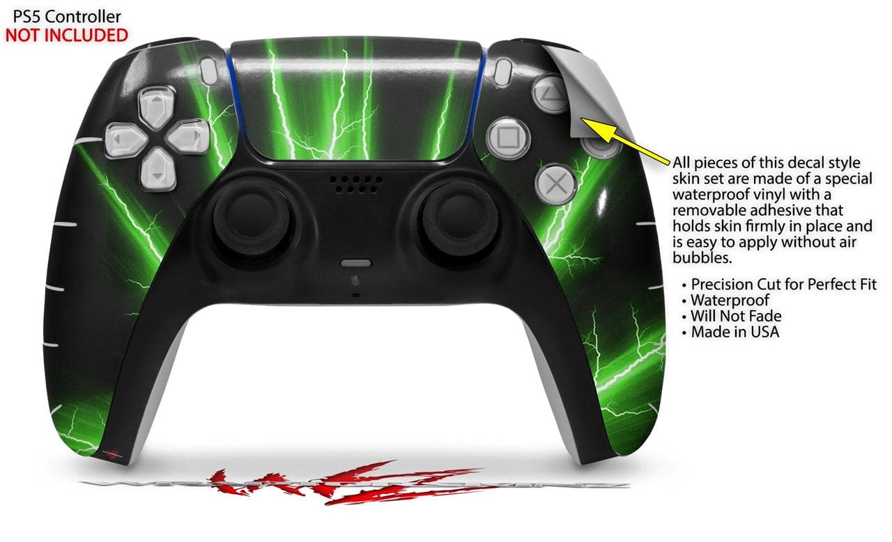 WraptorSkinz Skin Wrap compatible with Sony PS5 DualSense Controller Lightning Green (CONTROLLER NOT INCLUDED)