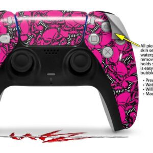 WraptorSkinz Skin Wrap compatible with Sony PS5 DualSense Controller Scattered Skulls Hot Pink (CONTROLLER NOT INCLUDED)