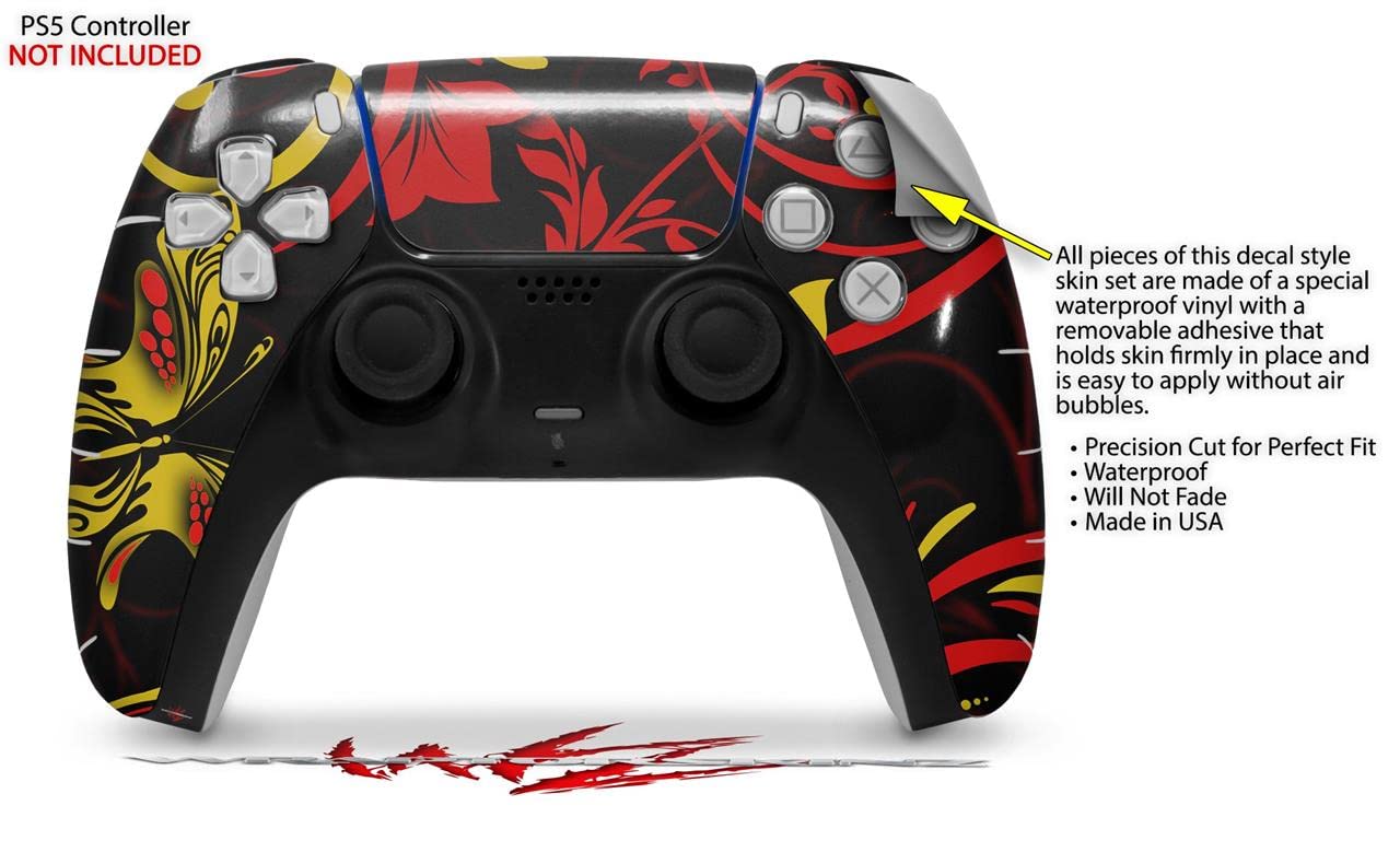 WraptorSkinz Skin Wrap compatible with Sony PS5 DualSense Controller Twisted Garden Red and Yellow (CONTROLLER NOT INCLUDED)