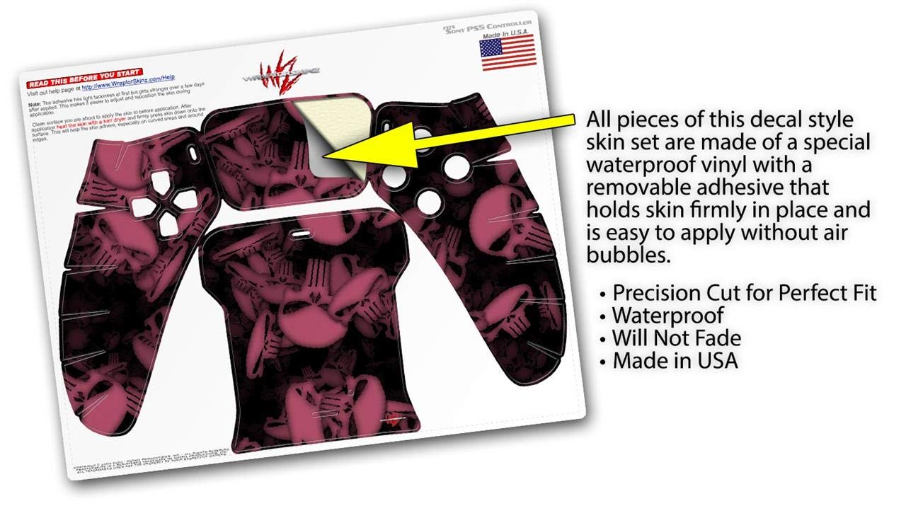 WraptorSkinz Skin Wrap compatible with Sony PS5 DualSense Controller Skulls Confetti Pink (CONTROLLER NOT INCLUDED)